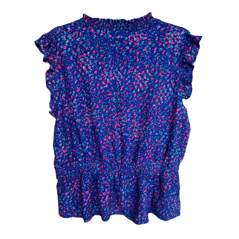Belldini Blue and Pink Ruffle Blouse